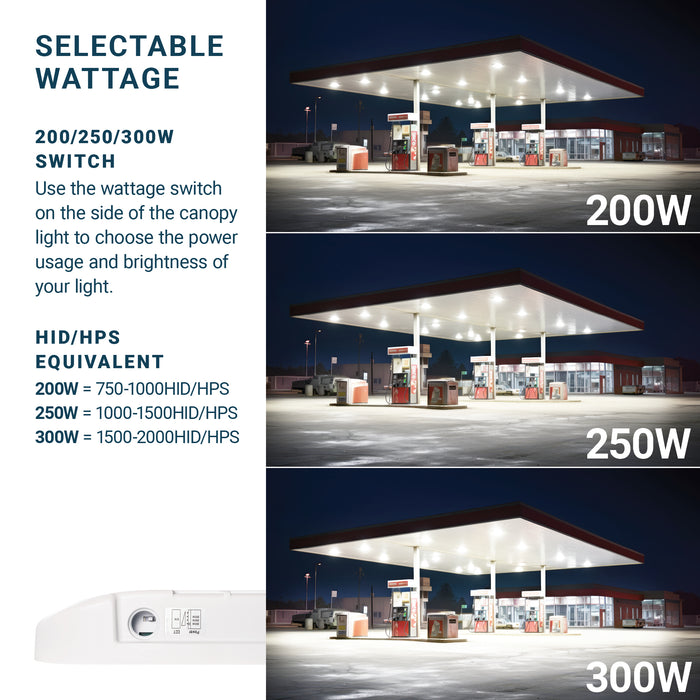 200/250/300W High Efficiency Canopy Light - White Finish