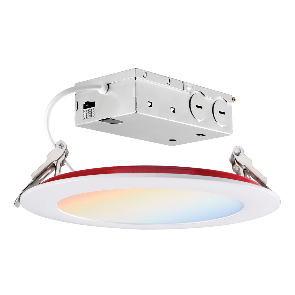 Fire Rated - 5CCT - 6" LED Recessed Ceiling Slim Panel Light with Junction Box - 12W