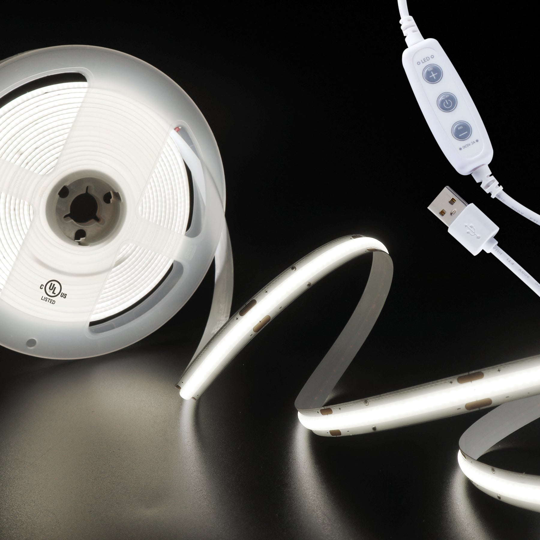 PAUTIX COB LED Strip Light 5V USB 6.56ft/2m 640LEDs 1200lm Dimmable LED  Strip Light 3000K Warm White CRI85+ USB TV Backlight,Flexible Under Cabinet  Tape Light for Bedroom,Kitchen,Home DIY Lighting 